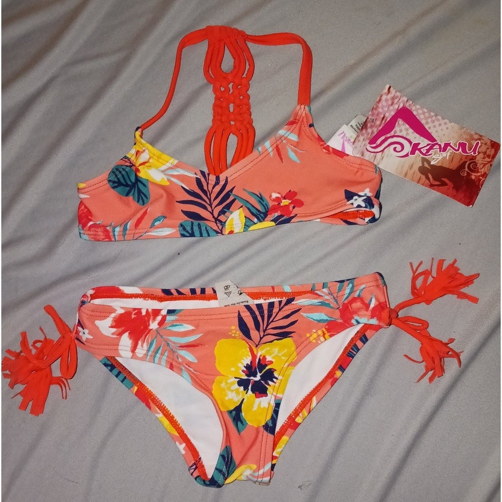 NEW Kanu Surf Toddler Girls 2pc Brooke Coral Bikini Set, Size 2T